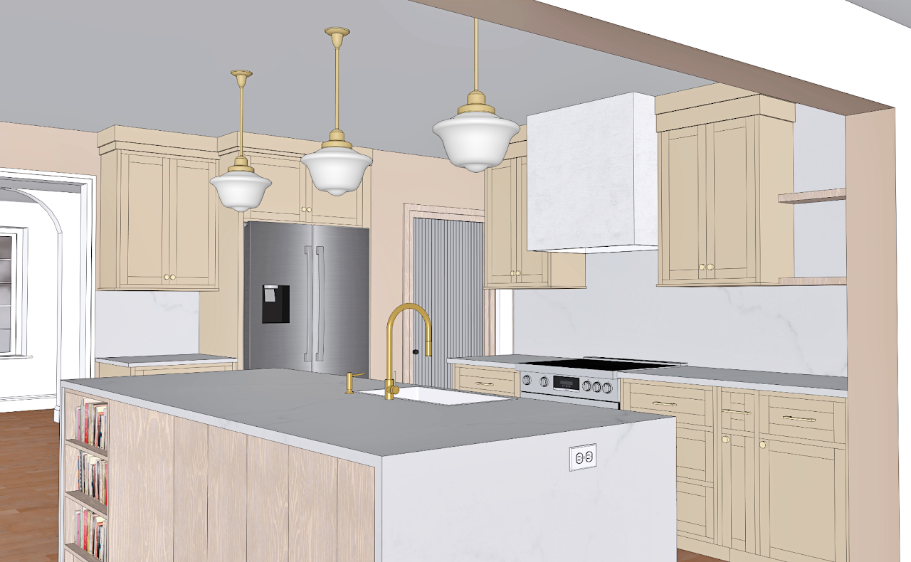 Japanese Style Kitchen Remodel — 3D Rendering & Completed Project