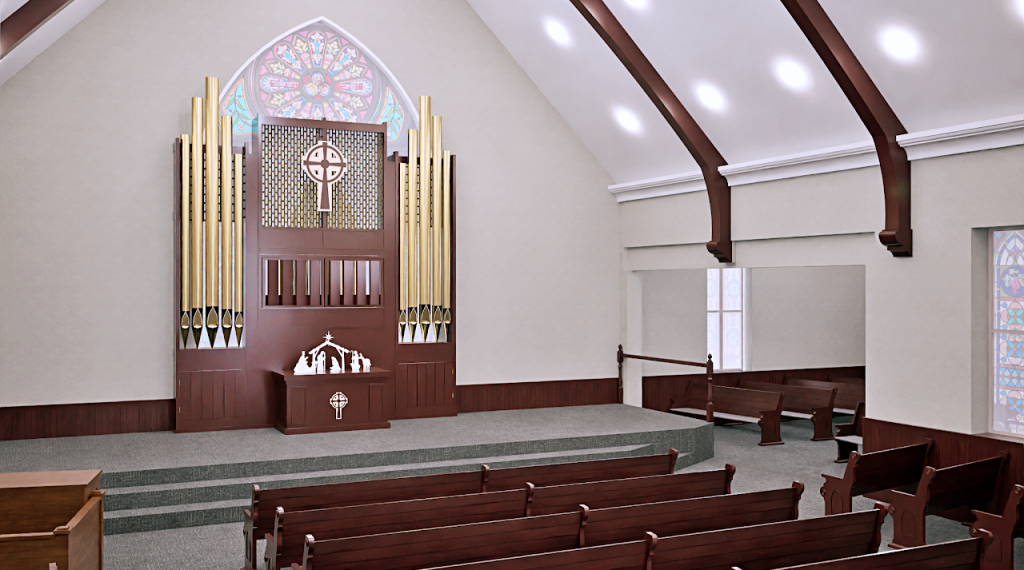 Church Interior Renovation Rendering — Walls, Stage & Transition Area, Whitehall MD — project image 5