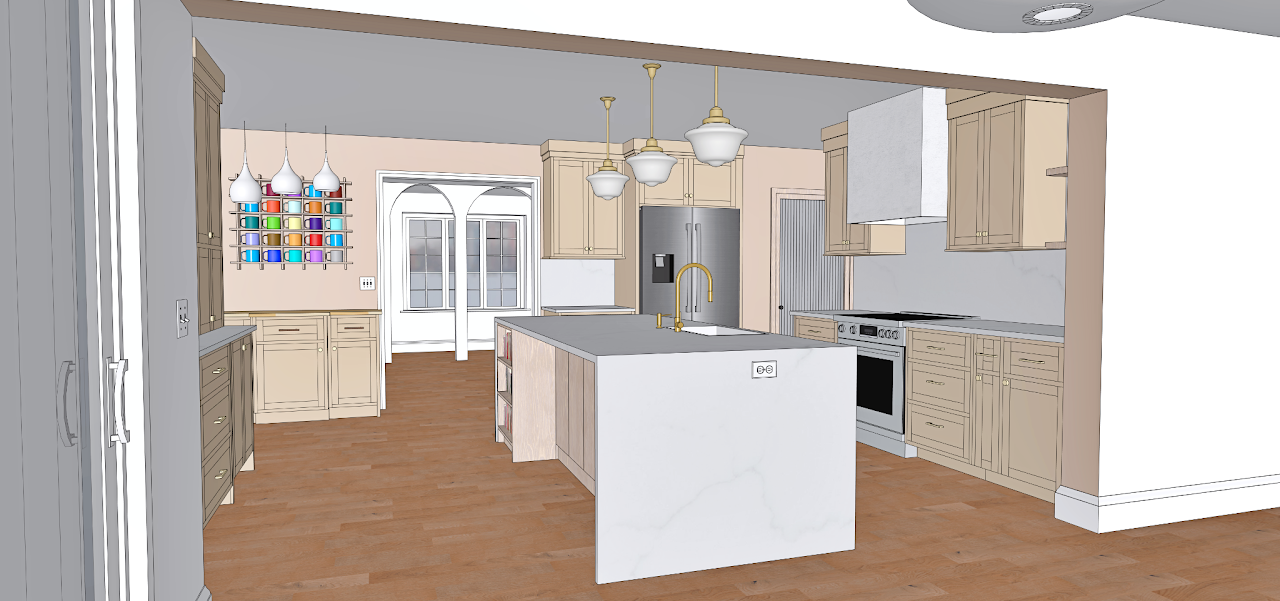 Wide kitchen visualization showing the connected spaces — Lancaster, PA