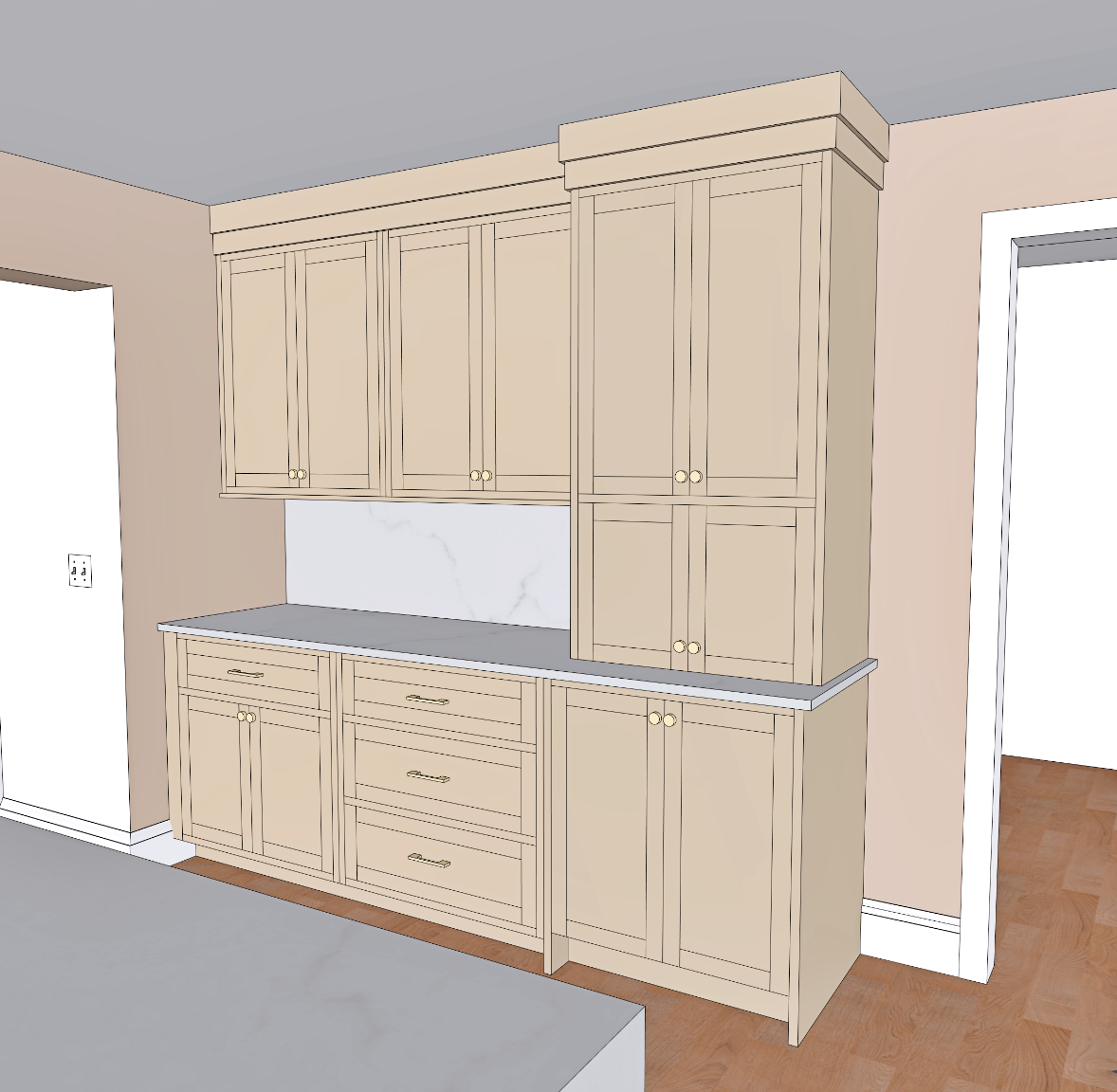 Kitchen visualization showing the full-height cabinetry — Lancaster, PA
