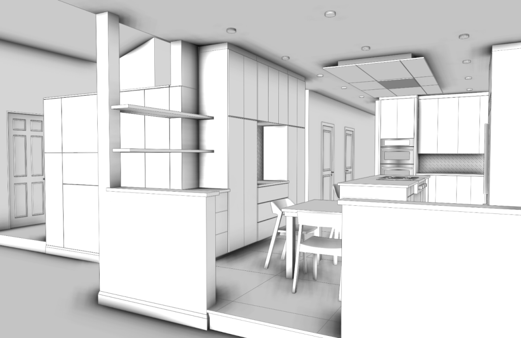 Kitchen & Adjacent Spaces Renovation 3D Visualization — Glenmoore PA — project image 2