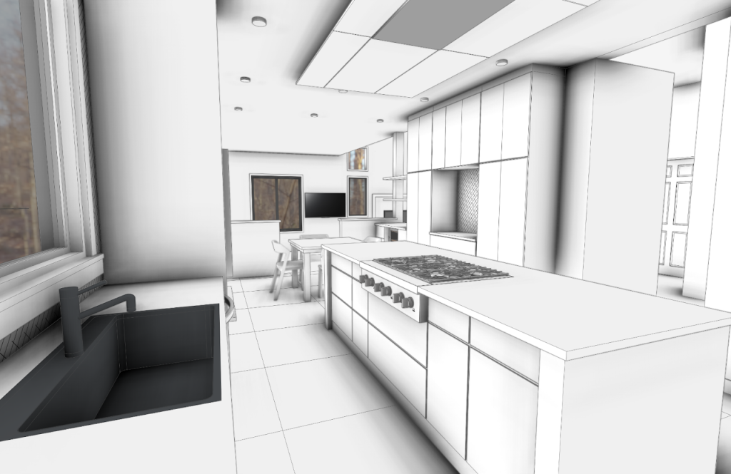 Kitchen & Adjacent Spaces Renovation 3D Visualization — Glenmoore PA — project image 6
