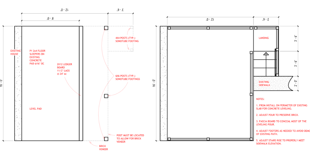 Permit Blueprints for Rear Porch Construction — Mountville PA — project image 3